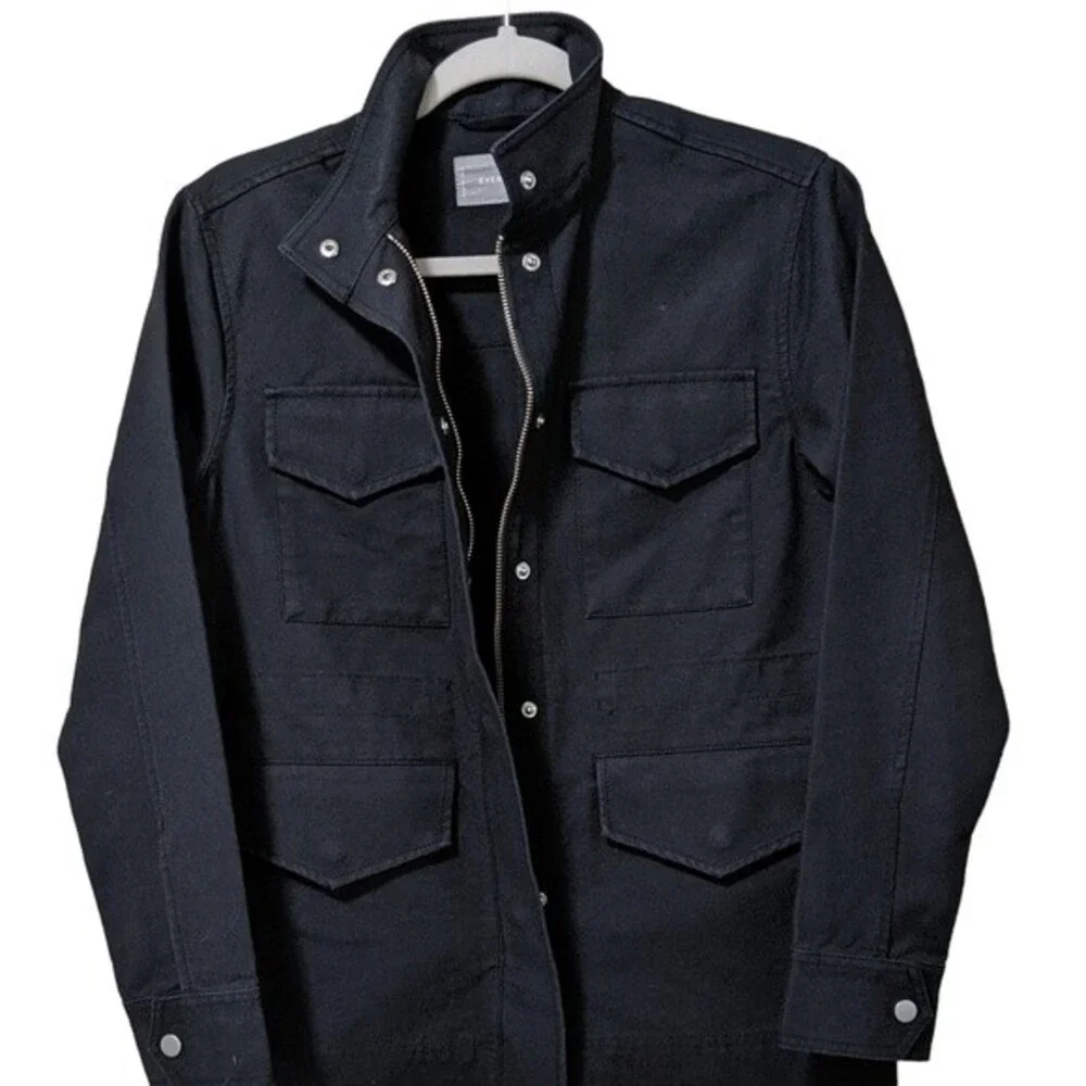 Everlane The modern utility military-esque zip front cotton jacket black  XS